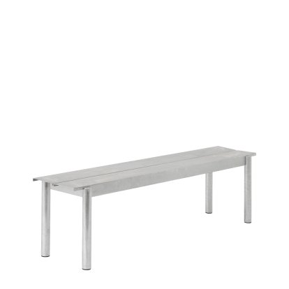 Linear Steel Bank, L 170 x B 39 cm, Warm galvanized steel