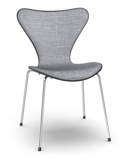 Serie 7 Stuhl 3107 mit Frontpolster, Gefärbte Esche, Black, Remix 143 - Grau, Chrome