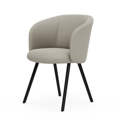 Mikado Armlehnstuhl, Vierbein-Untergestell, 4-Bein, Aluminium pulverbeschichtet basic dark, Plano, Pergament / cremeweiß, Filzgleiter für harte Böden