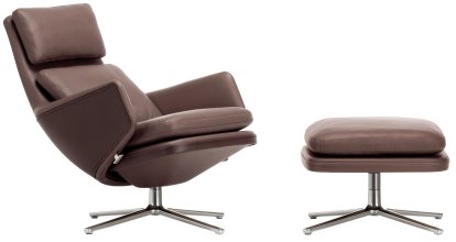 Grand Relax Loungesessel, Mit Ottoman, Leder Premium F, kastanie, Poliert, 46,5 cm