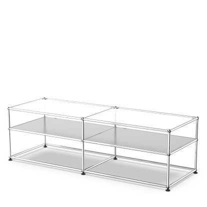 USM Haller Beistelltisch Typ 1, Glas, USM mattsilber