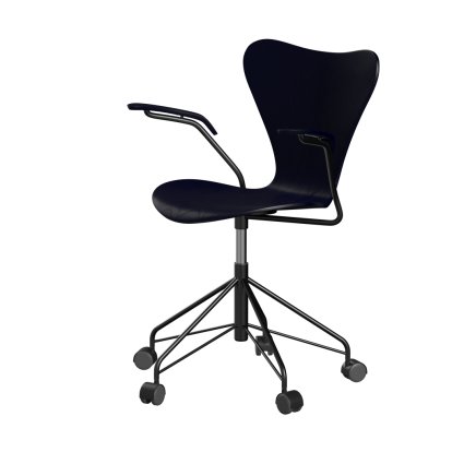 Serie 7 Drehstuhl 3117/3217 New Colours, Mit Armlehnen, Gefärbte Esche, Midnight blue, Black