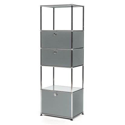 USM Haller Wohnzimmer Regal M Typ 2, Mittelgrau RAL 7005, Mit 3 Klappen