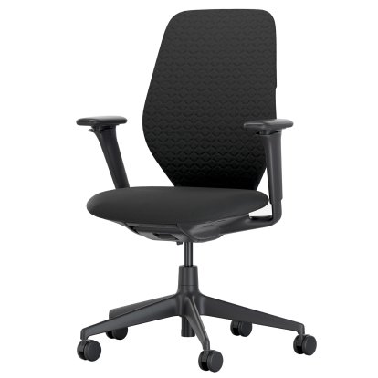 ACX Soft Bürodrehstuhl, Mit Vorwärtsneigung, mit Sitztiefenverstellung, 3D-Armlehnen F, Tiefschwarz, Sitz Grid Knit, nero, Harte Rolle für Teppichböden