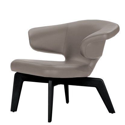 Munich Loungesessel, Classic Leder grau, schwarz gebeizt