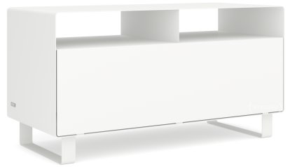 TV Lowboard R 108, Reinweiß (RAL 9010), Kufen lackiert in Außenfarbe