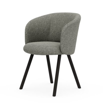 Mikado Armlehnstuhl, Vierbein-Untergestell, 4-Bein, Eiche dunkel, Nubia, Crème / dunkelbraun, Filzgleiter für harte Böden