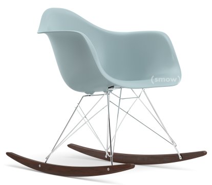 Eames Plastic Armchair RAR, Eisgrau, Verchromt, Ahorn dunkel