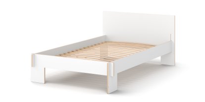 Siebenschläfer Bett, 120 x 200 cm, Mit Kopfteil, Weiß, Mit Roll-Lattenrost