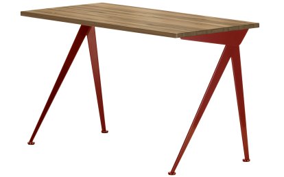 Compas Direction Schreibtisch, Amerikanischer Nussbaum massiv, geölt, Japanese red