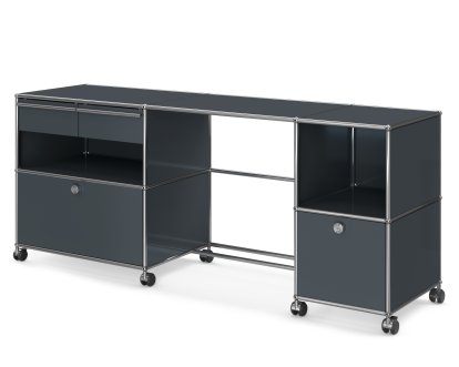USM Haller Schreibtisch Typ 3, Anthrazitgrau RAL 7016, Hart für Teppichboden