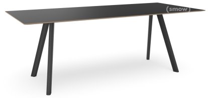 Copenhague Tisch CPH30, L 200 x B 90 x H 74, Eiche schwarz lackiert, Linoleum schwarz