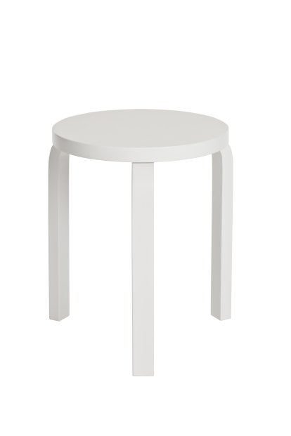 Hocker 60, Sitz und Beine weiß lackiert