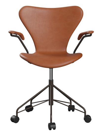 Serie 7 Drehstuhl 3117/3217 Vollpolsterung, Mit Armlehnen, Leder Grace walnut, Black