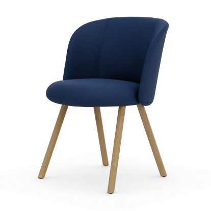 Mikado Stuhl, Vierbein-Untergestell, 4-Bein, Eiche natur, Plano, Blau / coconut, Filzgleiter für harte Böden