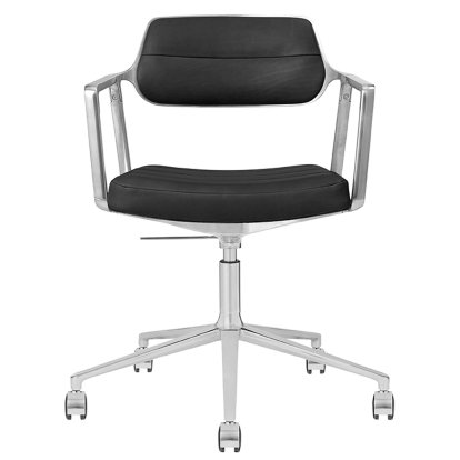 Swivel 453+ Drehstuhl, Poliert, Rollfuß, Leder schwarz