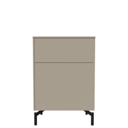Aventa Sideboard mit Tür und Schubkasten, 60 cm, 3 Höhenraster, Melamin steingrau, Metallfüße