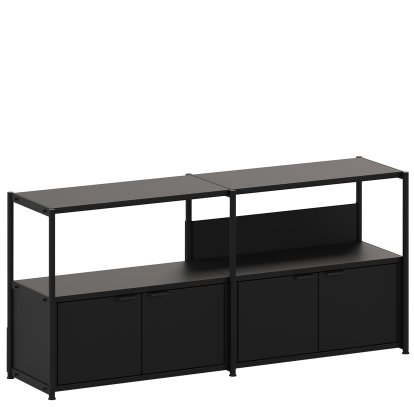 Unit Sideboard L Stahl, 2 x Doppeltür, Graphitschwarz