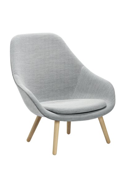 About A Lounge Chair High AAL 92 Loungestuhl, Steelcut Trio 133 - hellgrau, Eiche lackiert, Mit Sitzkissen