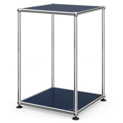 USM Haller Hoher Beistelltisch 35, Oben und unten Metall, Stahlblau RAL 5011