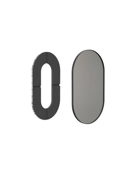 Unu Spiegel mit LED Beleuchtung oval (Set), H 80 x B 50 cm, Schwarz matt