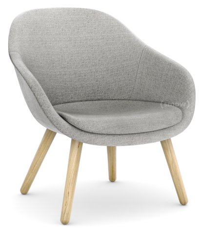 About A Lounge Chair Low AAL 82 Loungestuhl, Hallingdal 116 - warmgrau, Eiche lackiert, Mit Sitzkissen