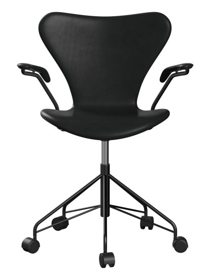 Serie 7 Drehstuhl 3117/3217 Vollpolsterung, Mit Armlehnen, Leder Grace black, Black