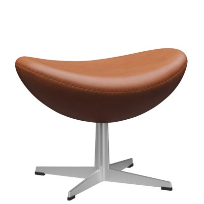 Egg Fußhocker, Leder Grace, Walnut, Satingebürstetes Aluminium