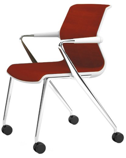 Unix Chair Vierbeinfuß mit Rollen, Silk Mesh backstein, Soft grey, Aluminium poliert