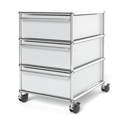 USM Haller Rollcontainer mit 3 Schubladen Typ 1 (mit Gegengewicht), Kein Schloss, Lichtgrau RAL 7035