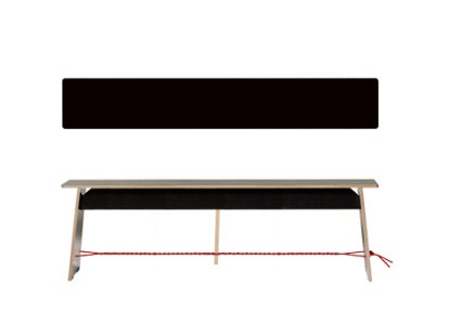 Langer Max Bank, 43 x 140 x 30 cm, FU schwarz, Schwarz und rot