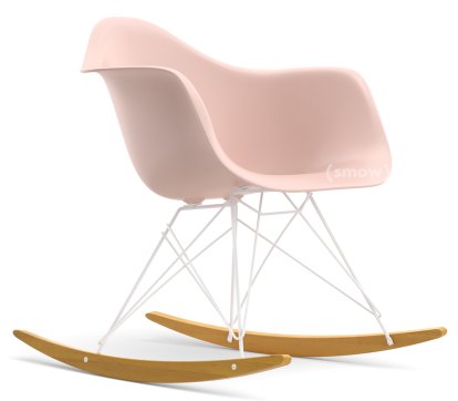 Eames Plastic Armchair RAR, Zartrosé, Beschichtet weiß, Ahorn gelblich