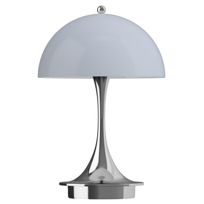 Panthella 160 Akkuleuchte, Chrom opal blau grau