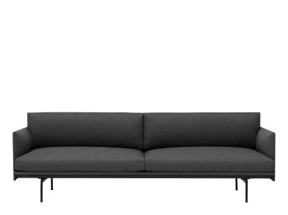 Outline Sofa, Dreisitzer, Stoff Remix 163 - Grey, Aluminium, schwarz