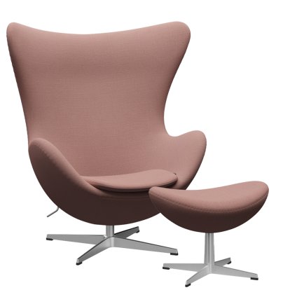 Egg Chair, Christianshavn, Christianshavn 1131 - Orange/Red, Satingebürstetes Aluminium, Mit Fußhocker