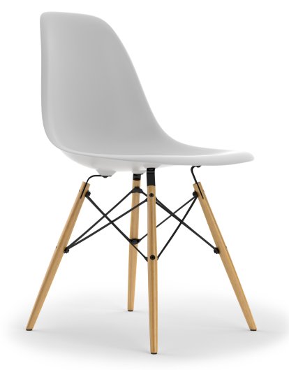 Eames Plastic Side Chair DSW, Cotton white, Ohne Polsterung, Ohne Polsterung, Standardhöhe - 43 cm, Esche honigfarben
