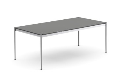USM Haller Tisch, 200 x 100 cm, Kunstharz, Mittelgrau hell