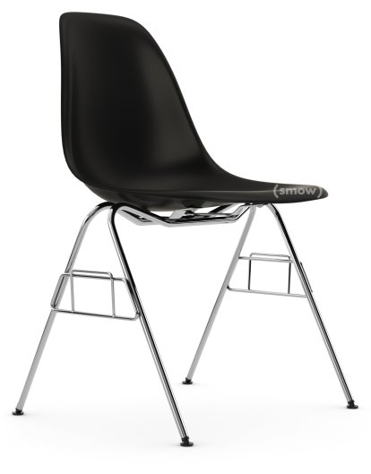 Eames Plastic Side Chair DSS / DSS-N, Tiefschwarz, Ohne Polsterung, Ohne Polsterung, Ohne Reihenverbindung (DSS-N)