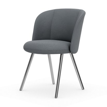 Mikado Stuhl, Vierbein-Untergestell, 4-Bein, Aluminium poliert, Plano, Nero / cremeweiß, Filzgleiter für harte Böden