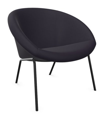 369 Sessel, Stoff Harald aubergine, Matt-pulverbeschichtet schwarz