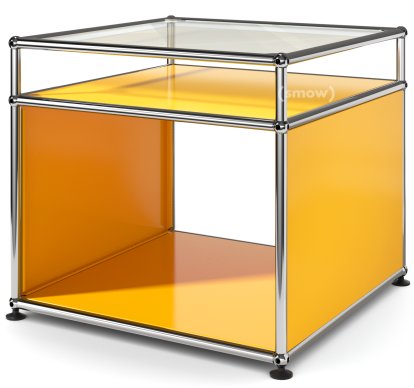 USM Haller Beistelltisch mit Aufsatz, Goldgelb RAL 1004