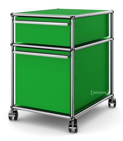 USM Haller Rollcontainer mit Hängeregistratur, Kein Schloss, USM grün