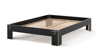 Tagedieb Bett, 160 x 220 cm, Ohne Kopfteil, FU (Sperrholz, Birke) schwarz, Anthrazitgrau, Mit Roll-Lattenrost