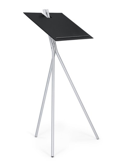 Notos Stehtisch, Esche schwarz gebeizt / weißaluminium RAL 9006