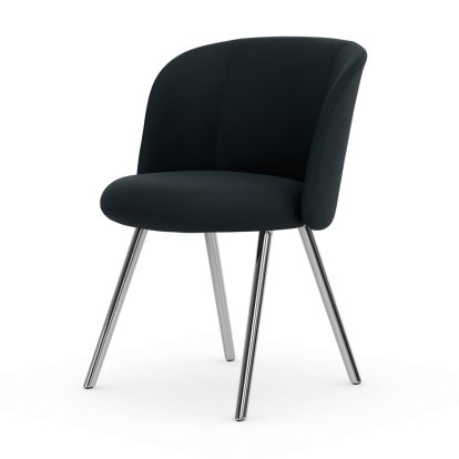 Mikado Stuhl, Vierbein-Untergestell, 4-Bein, Aluminium poliert, Plano, Petrol / nero, Gleiter für Teppichboden