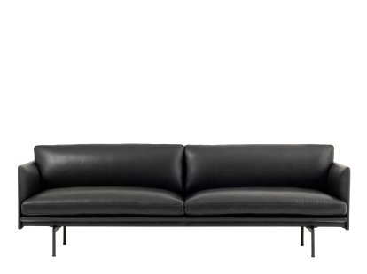 Outline Sofa, Dreisitzer, Leder schwarz, Aluminium, schwarz