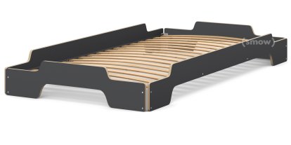 Rolf Heide Stapelliege, 100 x 200, CPL anthrazit, Kanten geölt und gewachst, Rollbar