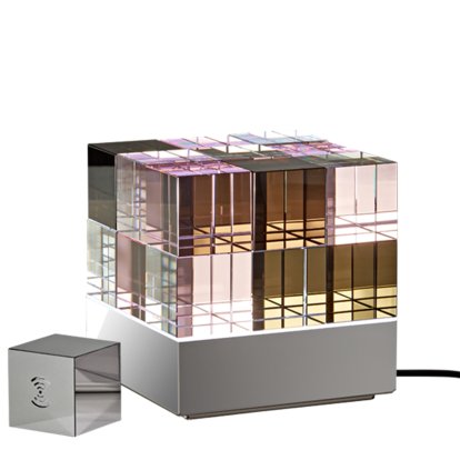Cube Light Tischleuchte, Poliert, Rosa / schwarz, Mit Funksteuerung