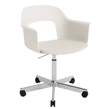 Layout 243 Armlehndrehstuhl mit Sitzpolster, Cream white / Mode 011, Aluminium poliert