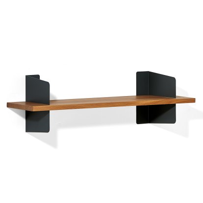 Wandregal Atelier, Eiche geräuchert, seidenmatt lackiert, Schwarz, Variante 1, 100 cm